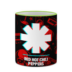 Кружка 3D Red Hot Chili Peppers rock glitch, цвет: 3D-светло-зеленый кант — фото 2