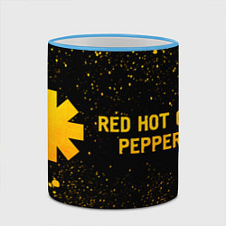 Кружка 3D Red Hot Chili Peppers - gold gradient: надпись и с, цвет: 3D-небесно-голубой кант — фото 2