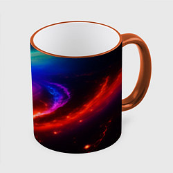 Кружка 3D Неоновая галактика, цвет: 3D-оранжевый кант