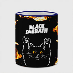 Кружка 3D Black Sabbath рок кот и огонь, цвет: 3D-синий кант — фото 2