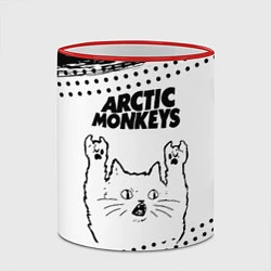 Кружка 3D Arctic Monkeys рок кот на светлом фоне, цвет: 3D-красный кант — фото 2