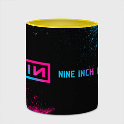 Кружка 3D Nine Inch Nails - neon gradient: надпись и символ, цвет: 3D-белый + желтый — фото 2