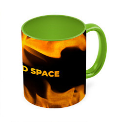 Кружка 3D Dead Space - gold gradient: надпись и символ, цвет: 3D-белый + светло-зеленый