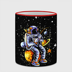 Кружка 3D Космонавт на рыбалке - неон, цвет: 3D-красный кант — фото 2