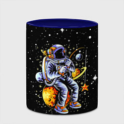 Кружка 3D Космонавт на рыбалке - неон, цвет: 3D-белый + синий — фото 2