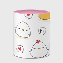 Кружка 3D Привет цыпленок, цвет: 3D-белый + розовый — фото 2