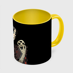 Кружка 3D Кукла Колдуна с черепoм, цвет: 3D-белый + желтый