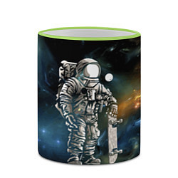 Кружка 3D Космонавт-скейтбордист, цвет: 3D-светло-зеленый кант — фото 2
