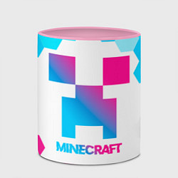 Кружка 3D Minecraft neon gradient style, цвет: 3D-белый + розовый — фото 2