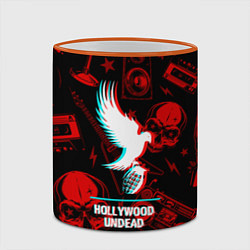 Кружка 3D Hollywood Undead rock glitch, цвет: 3D-оранжевый кант — фото 2