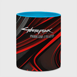 Кружка 3D Cyberpunk 2077 phantom liberty silver logo, цвет: 3D-белый + небесно-голубой — фото 2