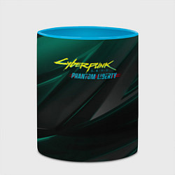 Кружка 3D Cyberpunk 2077 phantom liberty dark logo, цвет: 3D-белый + небесно-голубой — фото 2