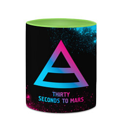 Кружка 3D Thirty Seconds to Mars - neon gradient, цвет: 3D-белый + светло-зеленый — фото 2