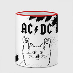 Кружка 3D AC DC рок кот на светлом фоне, цвет: 3D-красный кант — фото 2