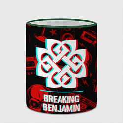 Кружка 3D Breaking Benjamin rock glitch, цвет: 3D-зеленый кант — фото 2