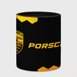 Кружка 3D Porsche - gold gradient: надпись и символ, цвет: 3D-белый + черный — фото 2