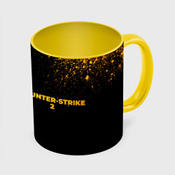 Кружка 3D Counter-Strike 2 - gold gradient: надпись и символ, цвет: 3D-белый + желтый