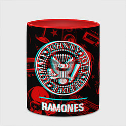 Кружка 3D Ramones rock glitch, цвет: 3D-белый + красный — фото 2