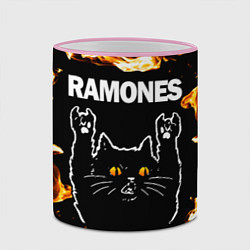 Кружка 3D Ramones рок кот и огонь, цвет: 3D-розовый кант — фото 2
