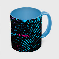 Кружка 3D Danganronpa - neon gradient: надпись и символ, цвет: 3D-белый + небесно-голубой