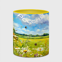 Кружка 3D Россия - летнее цветочное поле, цвет: 3D-белый + желтый — фото 2