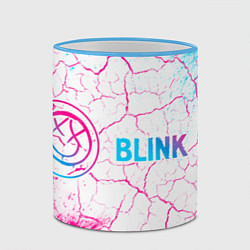Кружка 3D Blink 182 neon gradient style: надпись и символ, цвет: 3D-небесно-голубой кант — фото 2