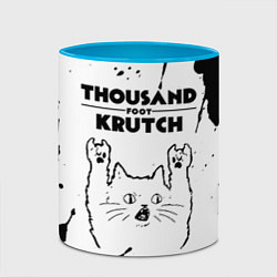 Кружка 3D Thousand Foot Krutch рок кот на светлом фоне, цвет: 3D-белый + небесно-голубой — фото 2