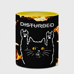 Кружка 3D Disturbed рок кот и огонь, цвет: 3D-белый + желтый — фото 2