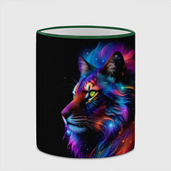 Кружка 3D Лев в космосе и звезды, цвет: 3D-зеленый кант — фото 2