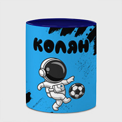 Кружка 3D Колян космонавт футболист, цвет: 3D-белый + синий — фото 2