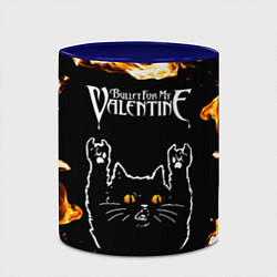 Кружка 3D Bullet For My Valentine рок кот и огонь, цвет: 3D-белый + синий — фото 2