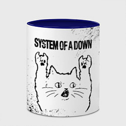 Кружка 3D System of a Down рок кот на светлом фоне, цвет: 3D-белый + синий — фото 2