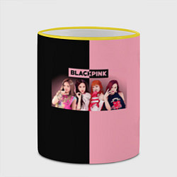 Кружка 3D Черно-розовый градиент Black Pink, цвет: 3D-желтый кант — фото 2