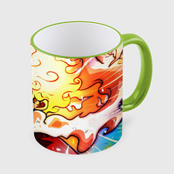 Кружка 3D Луффи 5 гир бог Ника - One Piece, цвет: 3D-светло-зеленый кант