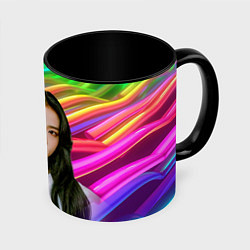 Кружка 3D Jennie Kim Blackpink, цвет: 3D-белый + черный