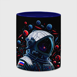Кружка 3D Российский астронавт - планеты, цвет: 3D-белый + синий — фото 2