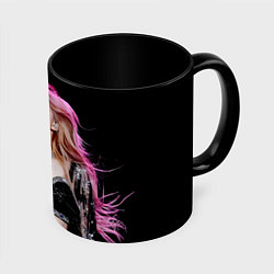 Кружка 3D Blackpink Rose Pink hair, цвет: 3D-белый + черный
