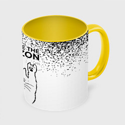 Кружка 3D Bring Me the Horizon рок кот на светлом фоне, цвет: 3D-белый + желтый