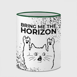 Кружка 3D Bring Me the Horizon рок кот на светлом фоне, цвет: 3D-зеленый кант — фото 2