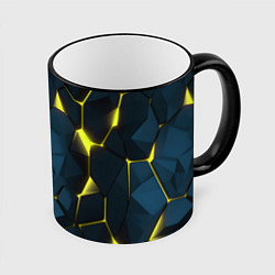 Кружка 3D Желтые неоновые плиты, цвет: 3D-черный кант