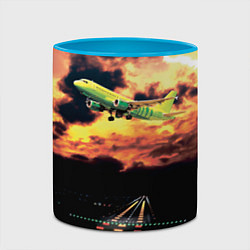 Кружка 3D Боинг 737 Суровый закат, цвет: 3D-белый + небесно-голубой — фото 2