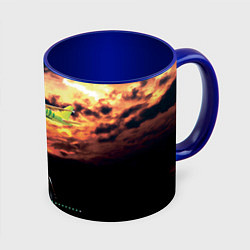 Кружка 3D Боинг 737 Суровый закат, цвет: 3D-белый + синий