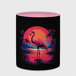 Кружка 3D Розовый фламинго среди пальм, цвет: 3D-белый + розовый — фото 2