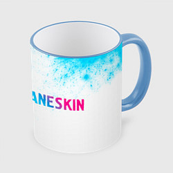 Кружка 3D Maneskin neon gradient style: надпись и символ, цвет: 3D-небесно-голубой кант