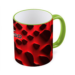 Кружка 3D CS GO black red abstract, цвет: 3D-светло-зеленый кант