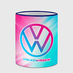 Кружка 3D Volkswagen neon gradient style, цвет: 3D-синий кант — фото 2