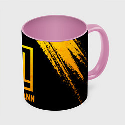 Кружка 3D Lindemann - gold gradient, цвет: 3D-белый + розовый