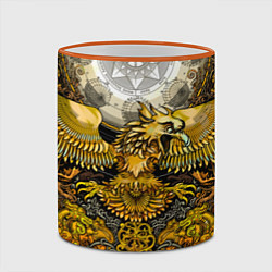 Кружка 3D Золотой орёл - славянский орнамент, цвет: 3D-оранжевый кант — фото 2