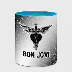 Кружка 3D Bon Jovi glitch на светлом фоне, цвет: 3D-белый + небесно-голубой — фото 2