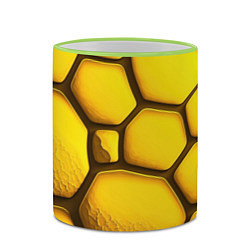 Кружка 3D Желтые объемные плиты, цвет: 3D-светло-зеленый кант — фото 2